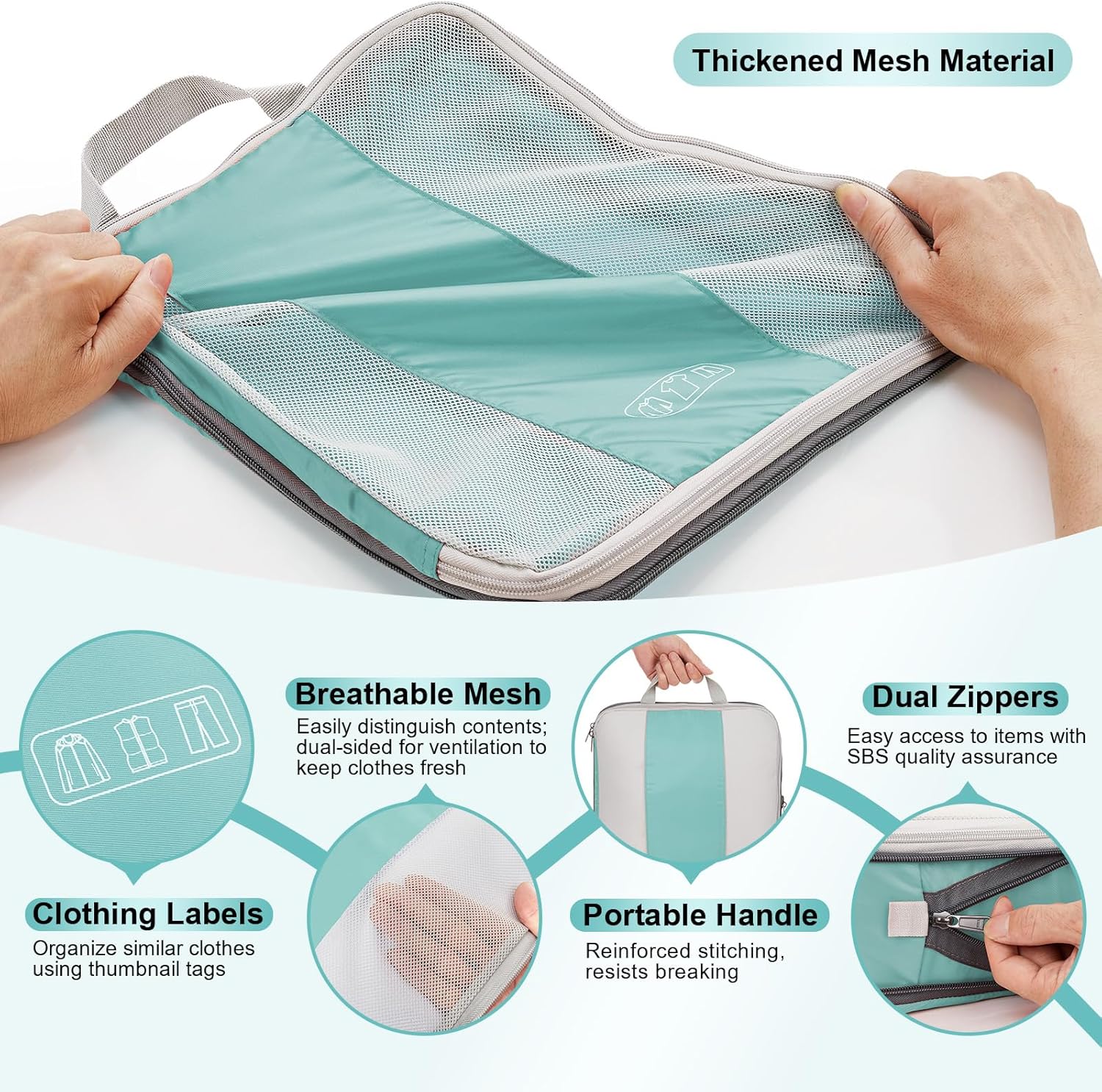 10 Set Compression Packing Cubes for Travel Essentials,Compressible Expandable Packing Cubes for Suitcase,OlarHike Luggage Organizer Bags for Travel,Handy Helper for Organizing Clothes(New Blue Green) - Roamly