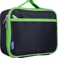 Wildkin Kids Insulated Lunch Box – Durable and Reusable for School & Travel - Rip-Stop Black/Green