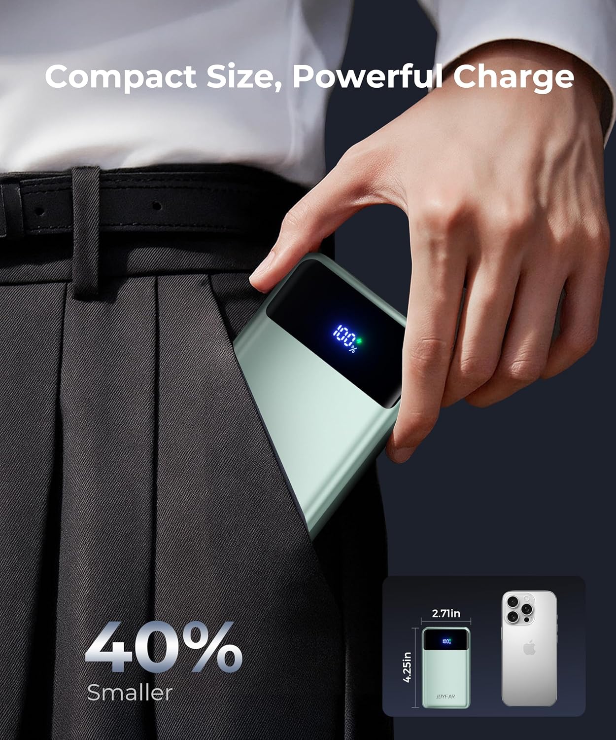 Portable Charger Power Bank - 30000mAh 65W Laptop Travel Essentials Battery Pack USB C Built in Cable Phone Fast Charging Compatible with iPhone 16 15 14 13 iPad MacBook Samsung Google (Green)