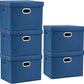 TYEERS Large Storage Bins with Lids, Collapsible, Washable, Fabric Storage Boxes for Organizing, 17.3x11.8x11.4 inches, 5 Pack, Classic Blue
