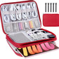 Electronics Organizer - Travel Cable Organizer Bag, Water Resistant Double Layers Pouch for Cord, iPhone, iPad Mini - Gift for Men Electronic Accessories Storage Case with 5 Cable Ties, Red