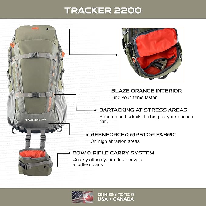Hunting Backpack with Rifle Gun & Bow Holder Hunting Daypack compatible with YKK Zippers & Buckles, Waterproof Lightweight Tactical Backpack with Rain Cover, Durable, Comfort