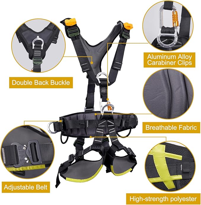 SOB Outdoors Lightweight Hunting Harness, Tree Stand Harness with 360 Degree Rotation, Adjustable Breathable Padded Safety Harness