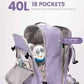 LOVEVOOK Travel Backpack for Women & Men 40L,Airline Approved Carry On Backpack Travel Essentials,TSA Carry on Luggage,Waterproof Personal Item Travel Bag,Suitcase with 3 Packing Cubes,Taro Purple