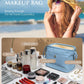 Initial Makeup Bags, Friend Gifts, Personalized Double Layer Cosmetic Bag with Makeup Brush Organizer, Waterproof, Large Capacity PU Leather Travel Toiletry Bag, Birthday Gifts for Girls