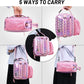 MIER Expandable Lunch Bag Insulated Lunch Box for Teen Girls Women to School Work Travel Portable Lunchbox Bags with Shoulder Strap and Water Bottle Holder(Pink)