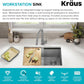 KRAUS Kore 28-Inch Undermount Workstation 16 Gauge Single Bowl Stainless Steel Kitchen Sink with Accessories, KWU110-28