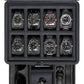 ROTHWELL 8 Slot Leather Watch Box with Valet Drawer - Luxury Case Display Jewelry Organizer, Locking Display Case Holder with Real Glass Top - Watch Box Organizer for Men & Women (Carbon)
