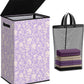 SOLEDI Laundry Hamper with Lid, 90L Tall & Large Floral Laundry Basket, Collapsible Clothes Hamper with Removable Bag, Dirty Hampers for Bedroom, Bathroom, Laundry Room