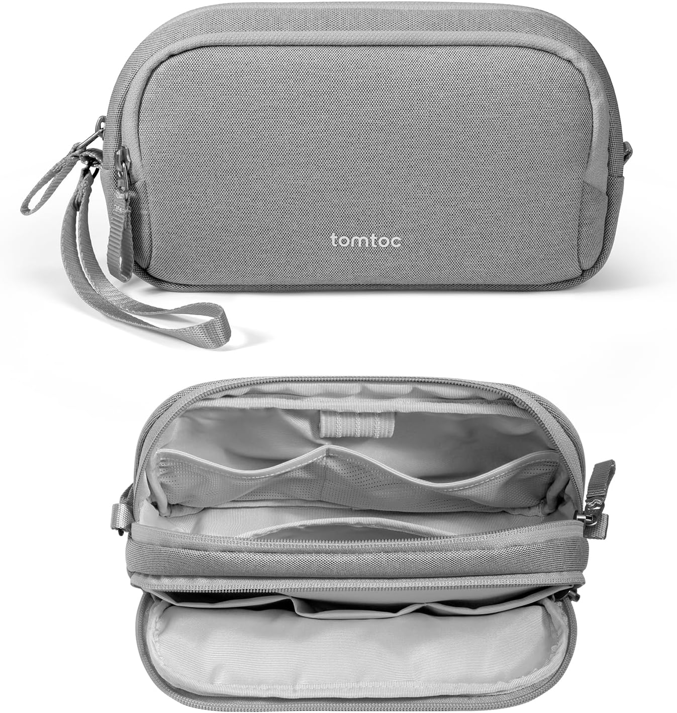 tomtoc Electronic Organizer Travel Case, Water Resistant Dual Compartment Tech Pouch Cable Organization Storage Bag for Charger, Cord, Phone, Hard Drive, Power Bank, Accessories Travel Essentials - Roamly
