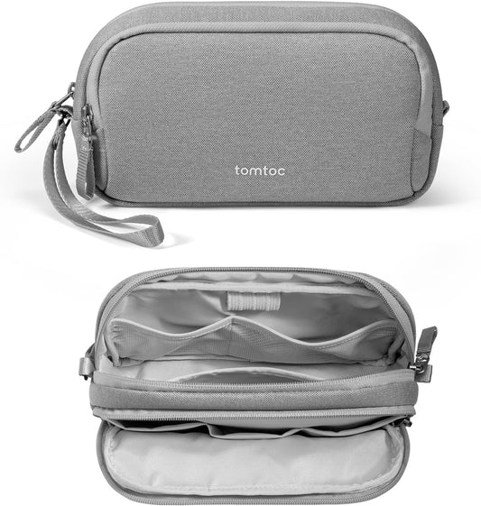 tomtoc Electronic Organizer Travel Case, Water Resistant Dual Compartment Tech Pouch Cable Organization Storage Bag for Charger, Cord, Phone, Hard Drive, Power Bank, Accessories Travel Essentials - Roamly