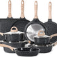 JEETEE 24Pcs Ceramic Cookware Set, Gray Pots and Pans Set Non Stick, Kitchen Healthy Non Toxic Induction Cookware Sets W/Saucepans, Sauté Pan, Griddle, Crepe Pan & Pancake Rake (PFAS,PFOA Free)