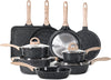 JEETEE 24Pcs Ceramic Cookware Set, Gray Pots and Pans Set Non Stick, Kitchen Healthy Non Toxic Induction Cookware Sets W/Saucepans, Sauté Pan, Griddle, Crepe Pan & Pancake Rake (PFAS,PFOA Free)