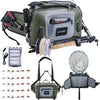 Goture Waterproof Fishing Waist Pack, IPX8 840D TPU Large Tackle Bag with Rod Holder, Airtight Zipper Closure, Fly Fishing Bag with Adjustable Waist Strap, Sling Fanny Pack with 30pcs Flies, Fly Box