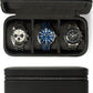 TAWBURY 3 Watch Case for Men – Luxury Leather Watch Travel Case for Men | Black Watch Cases for Men Travel | Traveling Watch Holder for Men | Black Watch Roll Case | 3 Watch Box for Men Travel