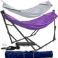 Tranquillo Combo x2 Hammocks with Stand for Outside & Tree Straps, Heavy Duty Hammock with Stand 600lbs for Indoor Outdoor Patio Backyard, x2 Hammocks for 2 Person, Portable Carrying Bags, Purple