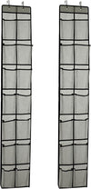 Over The Door Shoe Organizer, 14 Large Mesh Pockets Hanging Shoe Rack for Closet Organizers and Storage, Gray, 2-pack (gray)