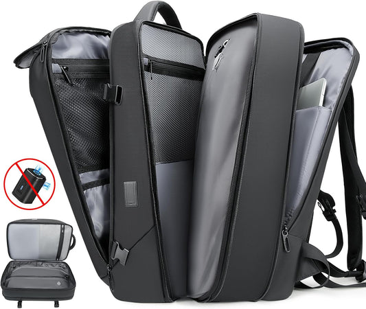 Vacuum Backpack for Men,50L Expandable Compression Backpack With Vacuum Seal, 17.3 Inch Water Resistant Laptop Backpack with USB Charging Port-Not Vaccum Pump Included