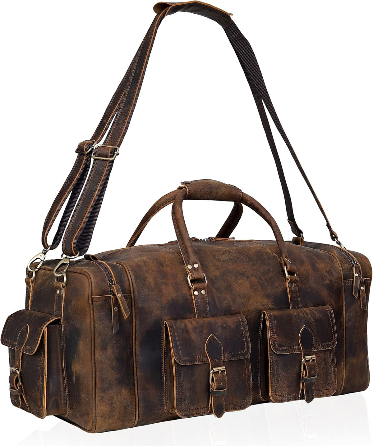 Large duffel bags for men holdall leather travel bag overnight gym sports weekend bag - Roamly
