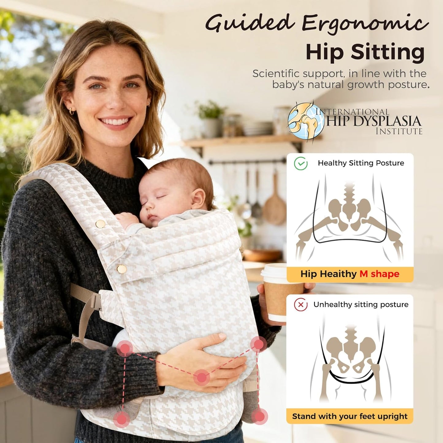 Baby Carrier Newborn to Toddler- Ergonomic,Cozy and Lightweight Infant Carrier for 7-40lbs,3 Carry Positions Newborn Carrier,Brown