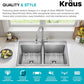 KRAUS Fairlane 33-inch Drop In/Top Mount Double Bowl 18-Gauge Stainless Steel Kitchen Sink, KHT632-33
