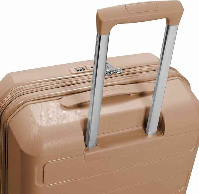 Traveler's Choice Pagosa Hardshell Expandable Luggage with Spinner Wheels, Latte Beige, 26-Inch Medium