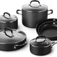 Calphalon 10-Piece Non-Stick Kitchen Cookware Set Black Pots & Pans with Stay-Cool Stainless Steel Handles Hard-Anodized Aluminum for Even Heating