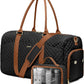 Women Duffle Weekender Travel Bag: Large Duffel Bags with Shoe Compartment Carry On Overnight Tote with Wet Pocket Traveling Weekend Gym Yoga Hospital Bag for Womens Black Brown