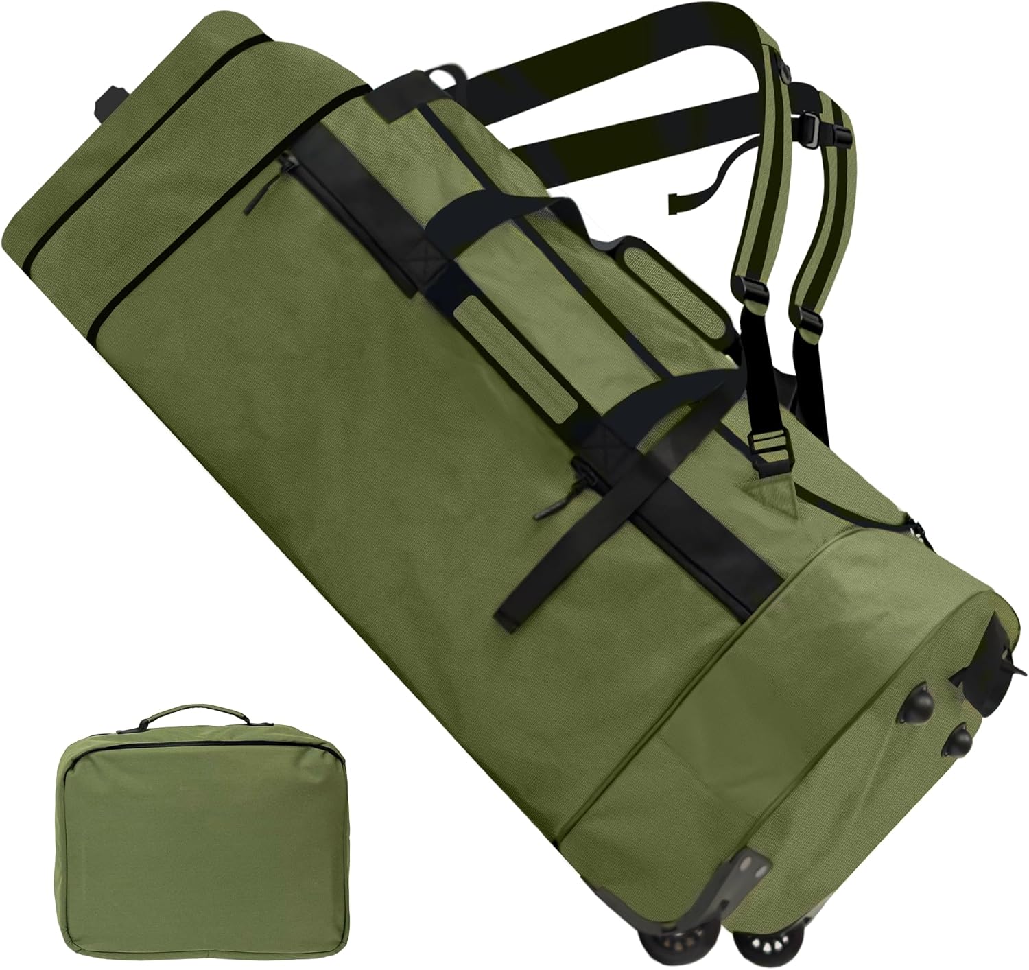 110L/120L Rolling Duffel Bag with Wheels - 28" No-Sag Design for Heavy Loads, Waterproof Travel Duffel w/Shoulder Straps and Dividers, Foldable Lightweight Design for Camping/Cargo/Air Travel - Roamly