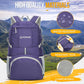 ZOMAKE Lightweight Packable Backpack 35L, Light Foldable Backpacks Water Resistant Collapsible Hiking Bag, Compact Folding Day Pack for Travel Camping(Purple) - Roamly