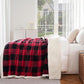 PU MEI Sherpa Fleece Throw Blanket 60" x 80" Reversible Plush Fluffy Large Big Blanket Lattice Flannel Blankets for All Season Use, Red and Black