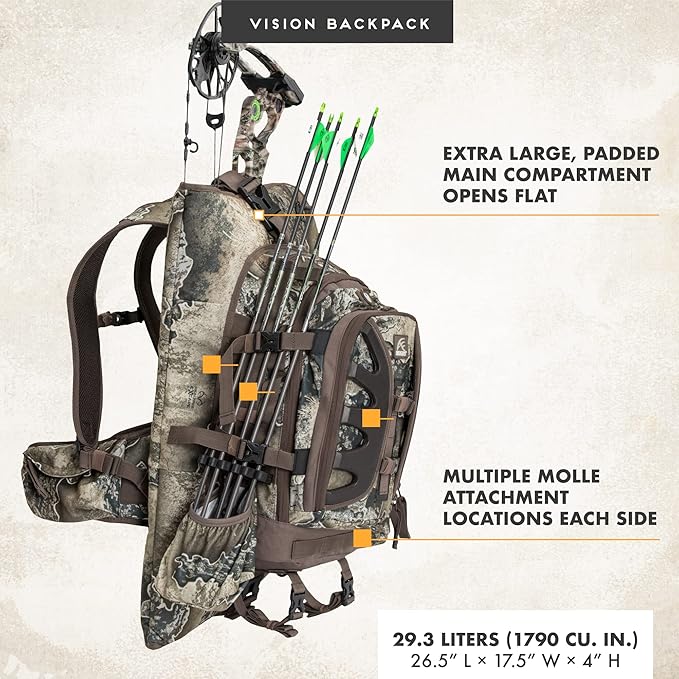 Insights Hunting by frogg toggs - The Vision Bow Pack, Camouflaged Hunting Pack, Realtree EXCAPE