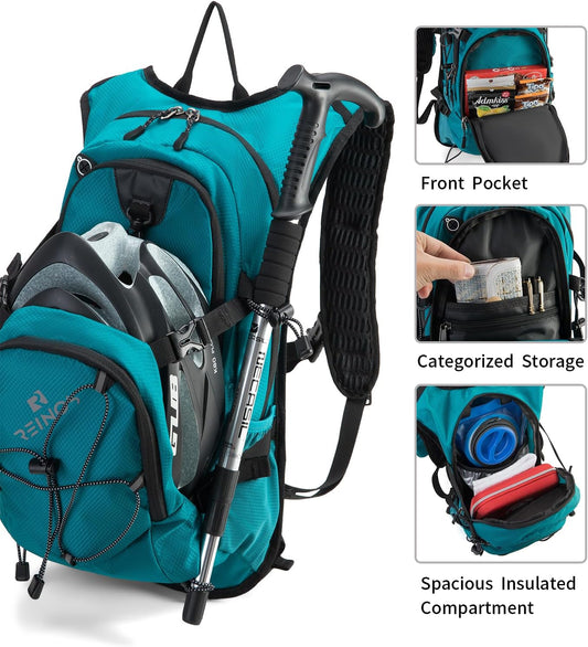 Hydration Backpack Pack with 2L Water Bladder 18L Hiking Backpack Women Men Lightweight Hydropack Insulated Daypack for Biking, Running, Festival - Roamly