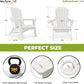 Folding Adirondack Chair, Ergonomic Extended Backrest, HDPE All-Weather, 380lbs Capacity, Maintenance-Free, Cup Holder, （White）- Outdoor Patio & Firepit Chair
