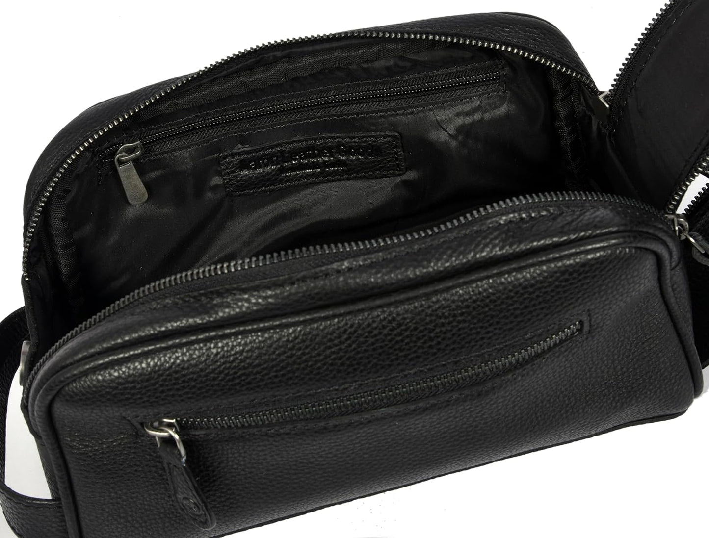 10" Premium Leather Toiletry Travel Pouch With Waterproof Lining | King-Size Handcrafted Vintage Dopp kit By Aaron Leather Goods (Jade Black) - Roamly