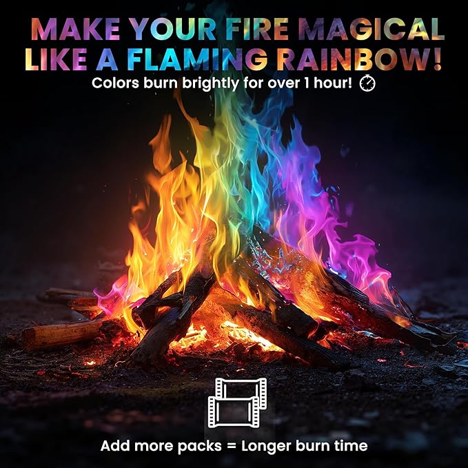 Magical Flames Fire Color Changing Packets Fire Pit, Fire Color Packets for Camping Essentials, Campfire, Bonfire & Fireplaces, Campfire Accessories