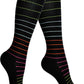 Cotton Compression Socks for Women & Men. 15-20 mmHg Support Knee-High Black Stripes X/W