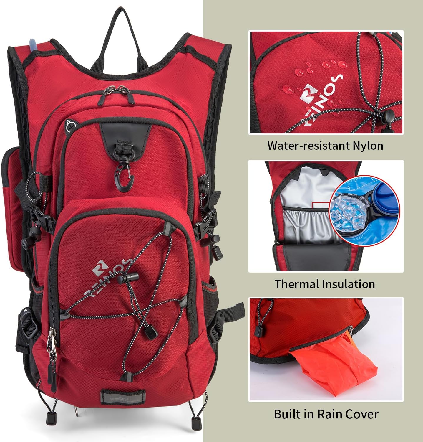 Hydration Backpack Pack with 2L Water Bladder 18L Hiking Backpack Women Men Lightweight Hydropack Insulated Daypack for Biking, Running, Festival - Roamly