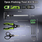 Selake 7 PCS Complete Fishing Tools Set, Fish Lip Gripper with Scale, Fishing Pliers, Hook Remover, Line Cutter & Scissors, Corrosion Resistant for Saltwater Freshwater Kayak Ice Fishing