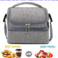 FlowFly Double Decker Cooler Insulated Lunch Bag Large Tote for Boys, Girls, Men, Women, With Adjustable Strap (Grey)