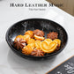 2025 Improved Design Round Marbled Leather Valet Tray Organizer Set of 2, Hard Leather Catchall Tray for Watches, Keys, Wallets, Jewelry & Candys on Desk, Bedside, Nightstand(Round Hard)