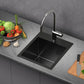 13 x 15 Inch Black Drop In Small Kitchen Sink, Single Bowl Topmount Bar Prep Sink - 18 Gauge Stainless Steel with Basket Strainer