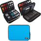 BUBM Double Layer Electronic Accessories Organizer, Travel Gadget Bag for Cables, USB Flash Drive, Plug and More, Perfect Size Fits for iPad Mini (Medium, Blue)