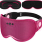 3D Contoured Sleep Mask with Bluetooth Headphones, Eye Masks for Sleep, Sleeping Mask with Ultra-Thin Stereo Speakers for Men, Women, Gifts - Rose Red