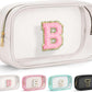 YOOLIFE Initial Travel Makeup Bag Pouch, Clear Toiletry Bag for Women Travel Accessories Cosmetic Bag Skin Care for Teen Make Up Bags Birthday Gifts for Women Unique Teacher Mom Friends Gifts White B