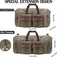 Waxed Canvas Duffle Bag for Men 50L Travel Duffel Bags Expandable Genuine Leather Duffel Overnight Weekender Carry On Bag Two Zipper Pockets Travel Bag (Vintage Grey, Large-50L) - Roamly