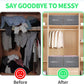 Jeans Organizer for Closet, Foldable Wardrobe Clothes Organizer with Handle, Stackable Closet Clothes Drawer Organizer Tshirts with 7 Grids for Leggings, Sweater, Jean, Pants, Grey (3 PCAK)