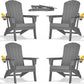 Folding Adirondack Chair - Extended Ergonomic Backrest, Cup Holder - Easy Assembly - Durable HDPE Plastic, Weather Resistant & Maintenance-Free - Lawn, Patio, Deck Supports 380lbs Grey