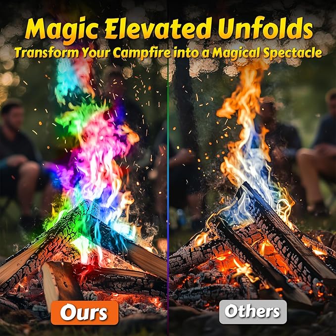 HGD (30 Pack) Magic Campfire Fire Color Changing Packets for Fire Pit, Indoor/Outdoor Fireplace, Bonfire - Rainbow Magical Flame, Camping Accessory, Compatible with Wood