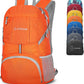 ZOMAKE Lightweight Packable Backpack 35L, Light Foldable Backpacks Water Resistant Collapsible Hiking Bag, Compact Folding Day Pack for Travel Camping(Orange) - Roamly
